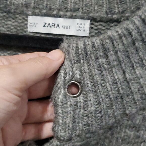 Zara Lace Up Oversized Sweater With Wool in Grey Size S - Picture 7 of 13